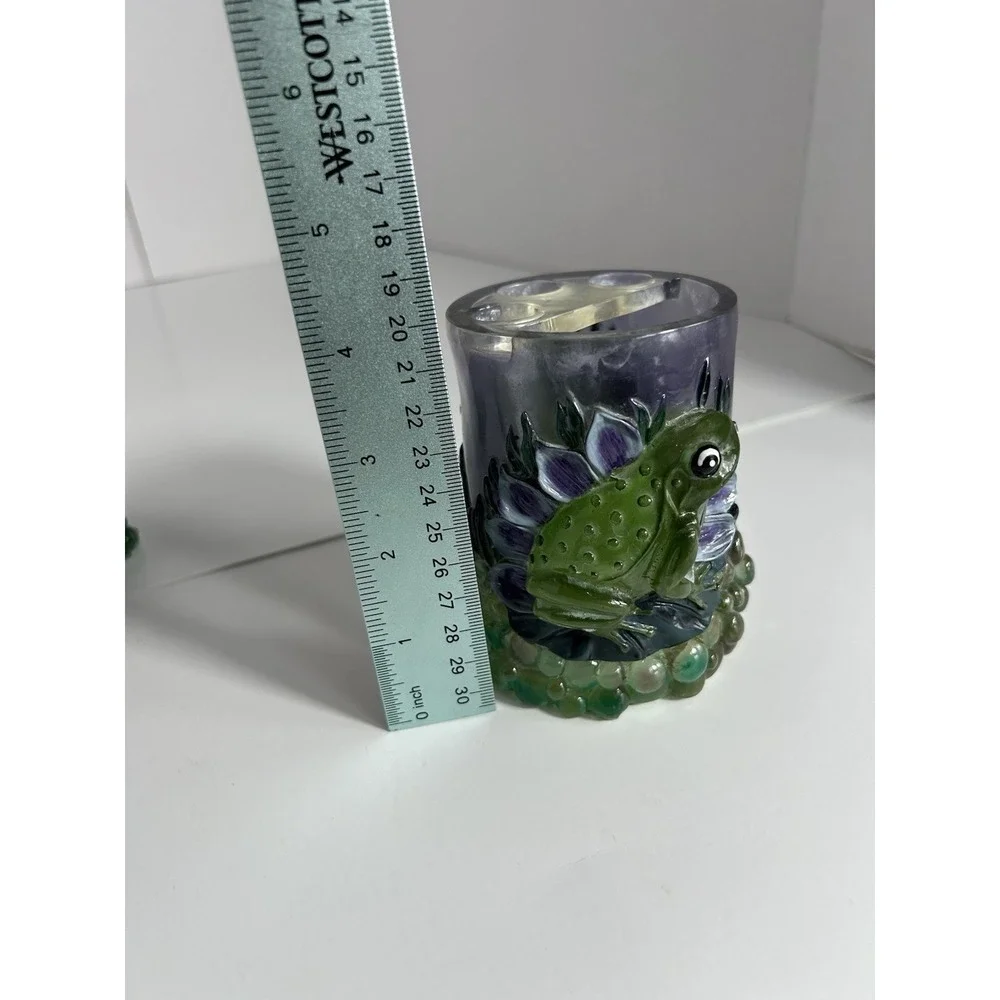 Vintage Lucite 60s 70s Purple Green‎ Frog Decor Bathroom Vanity Set 3 pc RARE